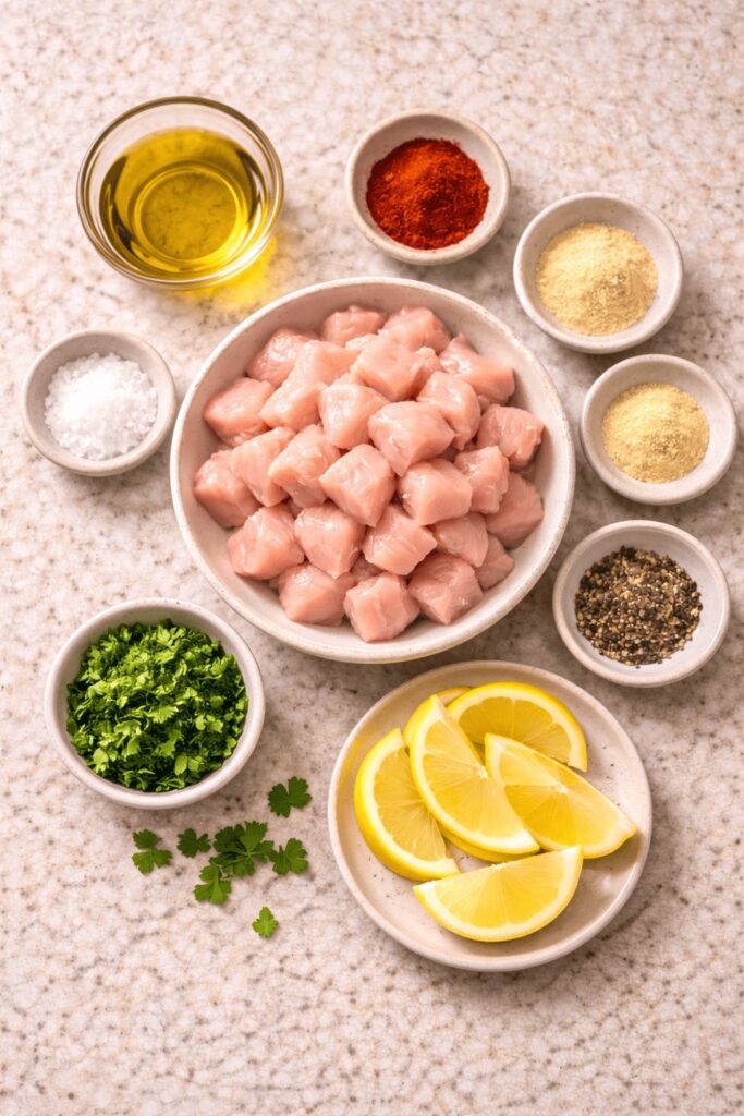 chicken bites ingredients on kitchen counter